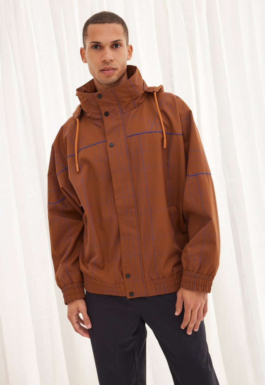 Jac + Jack NAGNATA Wool Check Windbreaker - Bronze/Lapis